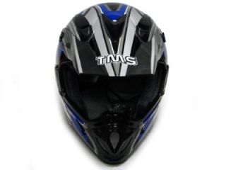 TMS Blue Black Dirt Bike ATV Motocross Off Road Helmet s M L XL XXL