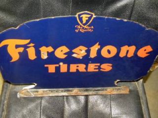 Old Diecut DSP Porcelain Firestone Tire Station Dealer Sign Original Version