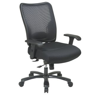 Office Star Big Tall High Back Chair with Air Grid Mesh Back 44 12 H x 30 14 W x 28 34 D Black Frame Black Fabric