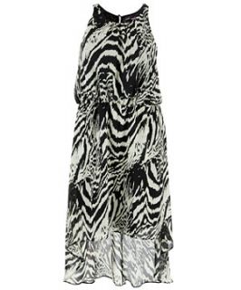Inspire Zebra Print Dip Hem Dress