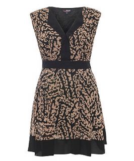 Lovedrobe Brown Contrast Print Dress
