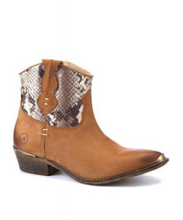 Bronx Leather Tan Snake Print Cowgirl Boots