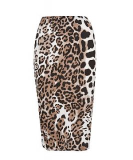 147 Fashion Brown Leopard Print Midi Skrit