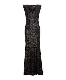 Black Sequin Side Split Maxi Dress