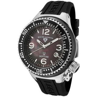 Swiss Legend 'Neptune' Ceramic Black MOP Dial Black Silicon Watch Swiss Legend Men's Swiss Legend Watches