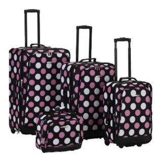 Rockland 4 Piece Luggage Set F106 Multi Pink Dot Rockland Four piece Sets