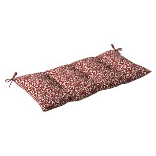 Pillow Perfect Outdoor Red/ White Damask Tufted Loveseat Cushion Pillow Perfect Outdoor Cushions & Pillows
