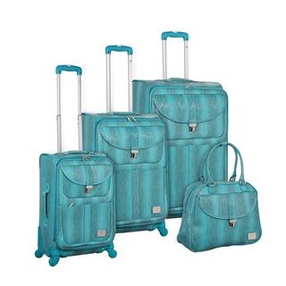 Travel Concepts Paolo Pascal Veneto Turquoise Faux Snakeskin 4 piece Spinner Luggage Set Travel Concepts Four piece Sets