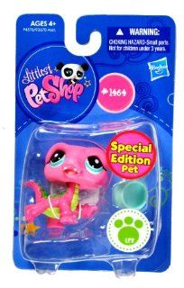 Hasbro Year 2009 Littlest Pet Shop Single Pack "Special Edition Pet" Series Bobble Head Pet Figure Set #1464   Pink Alligator Crocodile with Bowl (#94576) Toys & Games