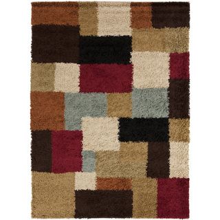 Meticulously Woven Contemporary Cali Multi Colored Geometric Shag Rug (7'10 x 9'10) 7x9   10x14 Rugs