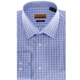 Men's Blue Windowpane Cotton Dress Shirt Dress Shirts