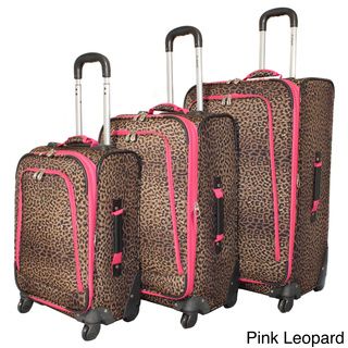 Rockland Deluxe Leopard 3 piece Spinner Luggage Set Rockland Three piece Sets