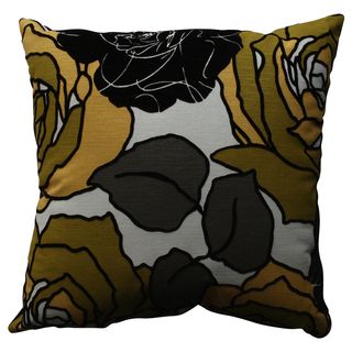 Pillow Perfect Yellow/ Green Floral Flocked Throw Pillow Pillow Perfect Throw Pillows
