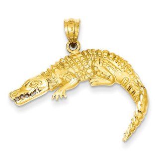 14k Yellow Gold Alligator Pendant. Metal Wt  3.33g Jewelry