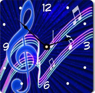 Rikki KnightTM Neon Blues Music Notes Design 10" Art Wall Clock  