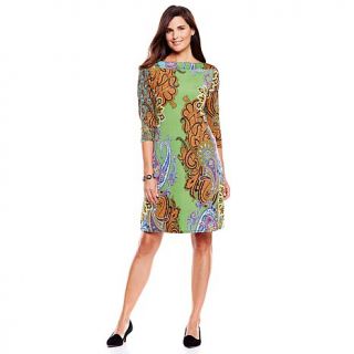 Tiana B. Printed Boat Neck Dress with 3/4 Sleeves