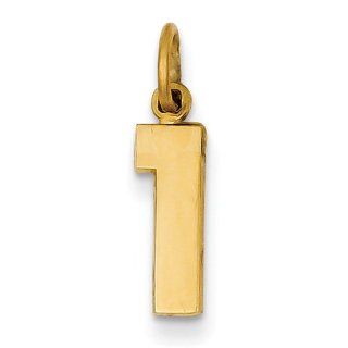 14k Yellow Gold Casted Small Polished Number 1 Charm Pendant. Metal Wt  0.52g Jewelry