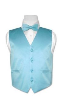 Covona BOY'S Solid TURQUOISE BLUE Color Dress Vest BOW TIE Set size 12 Clothing