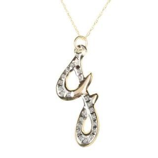 Diamond Fascination 14K Gold Diamond Accent Initial J Pendant w/ 18 Inch Chain Jewelry
