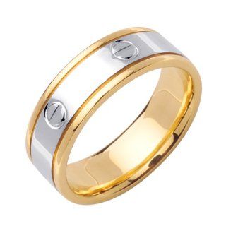 Beverly Diamonds White and yellow gold MENS 14K 2 TONE WEDDING BAND RING   3.5 Jewelry