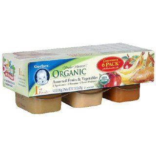 Gerber 1st Foods Tender Harvest Organic, Variety Pack with Apple, Banana, and Sweet Potato, 2.5 Ounce Tubs in 6 Count Packages (Pack of 6)  Baby Food Fruit  Grocery & Gourmet Food
