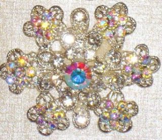 4fmg2.121, Genuine Gold Plated with Multi Colored Crystals and Rhinestone Star Shape Brooch Pin Clothing