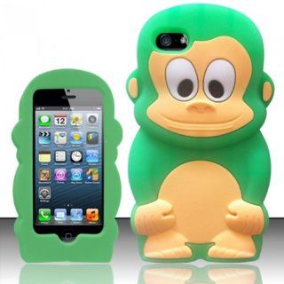 [ 123 Go ] for Iphone 5 (At&t/sprint/verizon/cricket)   Monkey Style 3d Silicon Case   Neon Green Monkey Scmk Free Lucky String Wooden Money Bag Bracelet Jewelry Cell Phones & Accessories