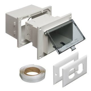 Arlington DHB1C 1 Outdoor Electrical Box for New Brick Construction, White Box/Clear Cover, Horizontal/1 Gang    