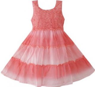 BX55 Girls Dress Pink Rose Tull Princess Wedding Bridesmaid Kids Clothes Size 9 10 Clothing