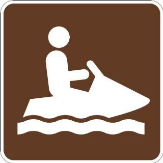 Tapco RS 121 High Intensity Prismatic Square National Park Service Sign, Legend "Jet Ski/Personal Watercraft (Symbol)", 12" Width x 12" Height, Aluminum, Brown on White Industrial Warning Signs