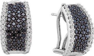 1.50ctw Black Diamond Fashion Earrings 14K White Gold w/ 136 Diamonds Jewelry