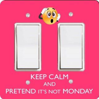 Rikki KnightTM Keep Calm and Pretend It's not Monday Tropical Pink Color Double Rocker Light Switch Plate