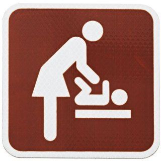 Tapco RS 138 Engineer Grade Prismatic Square National Park Service Sign, Legend "Baby Changing Station, Women's Room (Symbol)", 6" Width x 6" Height, Aluminum, Brown on White