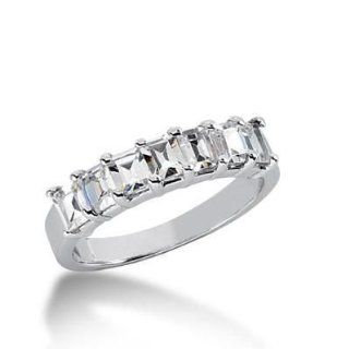 950 Platinum Gold Diamond Anniversary Wedding Ring 7 Emerald Cut Diamonds 1.40 ctw. 144WR1736PLT Wedding Bands Wholesale Jewelry