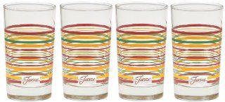Fiesta Multi Color Stripe Glassware, 7 Ounce Juice Glass, Scarlet Collection, Set of 4 Kitchen & Dining