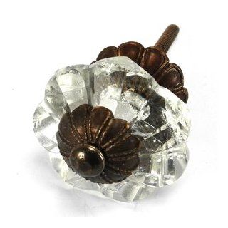 Art Deco Glass Cabinet Knobs, Dresser Drawer Handles & Pull Set/6pc ~ K164FF Art Deco Glass Knobs w/ Antique Brass Florentine Hardware for Armoire, Kitchen Cabinets, Cupboards, and Second Hand Furniture