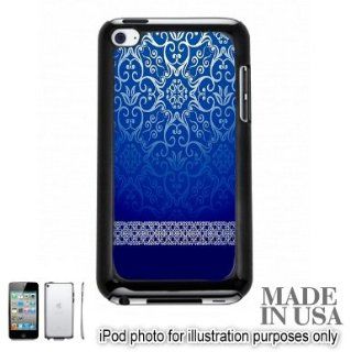 Live the Life You Love (Not Actual Glitter)   Vintage Blue Gold Damask Pattern Lace iPOD 4 Touch 4th Generation Hard Case   BLACK by Unique Design Gifts Cell Phones & Accessories