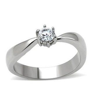 Size 5 Small Round Cut Cubic Zirconia Stainless Steel Women's Ring AM Jewelry