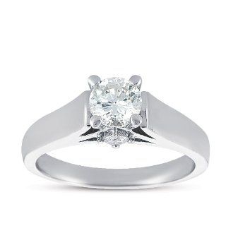 Three stone Round Diamond Solitaire Engagement Ring 14k White Gold (G H Color, SI2 I1 Clarity) Jewelry