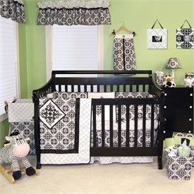 Versailles Black and White 4 Piece Crib Bedding Set by Trend Lab   Black and White Crib Bedding   Black and White Baby Bedding