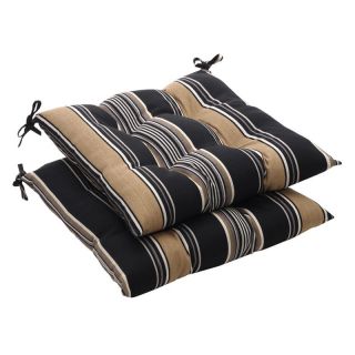 Pillow Perfect 19 x 18.5 Outdoor Stripe Tufted Seat Cushion   Set of 2   Outdoor Cushions