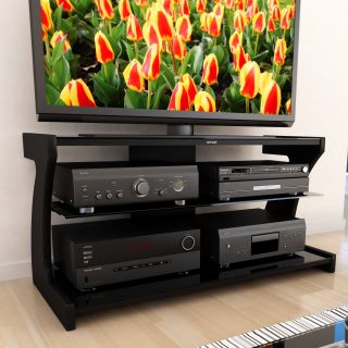 Sonax SN 2420 Sonoma 43 in. Midnight Black Designer TV Stand with Two Shelves   TV Stands