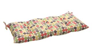 Pillow Perfect 44 x 18.5 Outdoor Multi Colored Polka Dots Tufted Loveseat Cushion   Outdoor Cushions