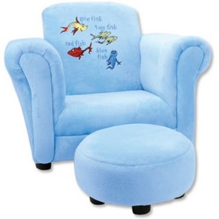 Trend Lab Club Chair   Dr. Seuss One Fish Two Fish Blue Velour   Chairs