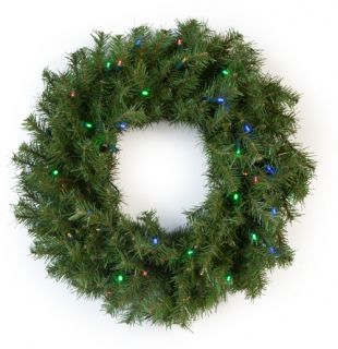 Norwood 24 Inch Battery Operated Pre Lit LED Multi Light Wreath   Christmas Wreaths