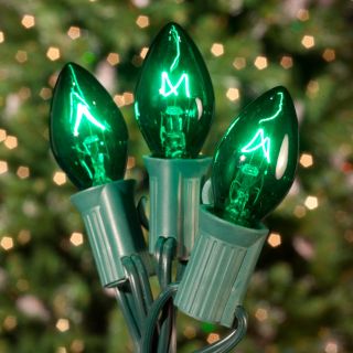 Brite Ideas 25 Bulb Green C7 Incandescent Transparent Light Set   Christmas Lights