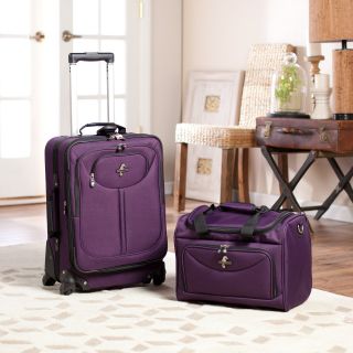 Atlantic 20 in. Expandable Spinner Carry On with Shoulder Tote   Purple   Luggage Sets