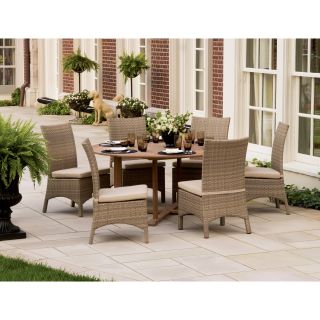 Oxford Garden 67 in. Round Patio Dining Set with Torbay Side Chairs   Seats 6   Patio Dining Sets
