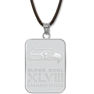Logo Art Seattle Seahawks Super Bowl XLVIII Champions 1 Sterling Dog Tag Medallion with 24 Leather Cord
