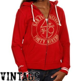 Mitchell & Ness San Francisco 49ers Ladies Scarlet Bar Vintage Full Zip Hoodie Sweatshirt